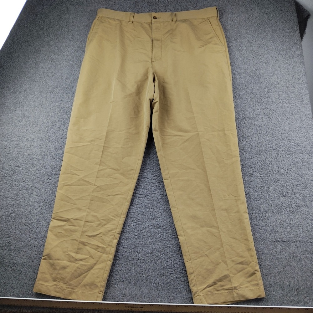 Roundtree & Yorke Pants Mens 40x32 Tan Khaki Micro Ripstop Texture Chino EUC